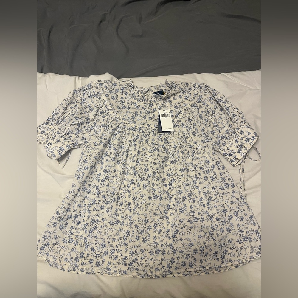 Ralph Lauren Floral Shirred Cotton Voile Top